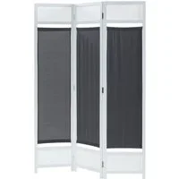 en.casa Paravent, Paravent »Dorotea« 3-teilig 120x170 cm Weiß/Dunkelgrau