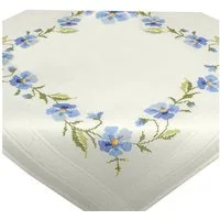 Delindo Lifestyle Kreativset Handarbeits-Stickpackung - Sticken im Kreuzstich - Blumen Motive, (Stickdecke vorgedruckt, Stickanleitung, Stickgarn), Sticktechnik: Kreuzstich