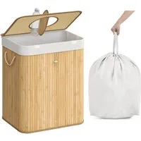 SONGMICS Flaschensammler, Pfandflaschen-Sammelbehälter, 95/120 L Pfandflaschen-Behälter, Bambus