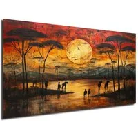DARO Design Leinwandbild Modern Abstrakt Wandbilder XXL Wandbild Wand Deko Leinwand Bilder, (Sonnenaufgang Afrika - Bild Groß Wohnzimmer Schlafzimmer Küche Esszimmer Einteilig Querformat Fotodruck Leinwände Wanddeko Abstrakte Kunst Boho), 30x20cm