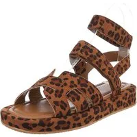 Ital-Design Bequeme Damen-Sandalen mit breiten Riemen für den Sommer Riemchensandalette (89372453) Keilabsatz/Wedge Riemchensandalen in Braun