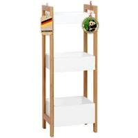 Floordirekt Standregal Bambus-Badregal Texas, Drei Ablagen für Handtücher und Pflegeprodukte, Robuste Materialien und solide Verarbeitung