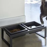 Yamazaki Futternapf Tower Doppelnapf 2 Schalen für Hunde Katzen Metallgestell, Keramik, Fressnapf, Napf, Katzennapf, Hundenapf, Futterstation