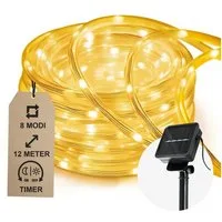 COZY HOME LED-Lichterkette Schlauch LED Stecker & Solar -, 200 LED I 8 Modi & Timer I 12m I Lichtschlauch I Outdoor