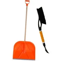 ONDIS24 Schneeschieber Winterset Schneeschaufel Exakt Holzstiel + Eiskratzer mit Besen Alu, 44 cm Arbeitsbreite, (2-tlg)