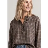 STREET ONE Langarmbluse Karierte Bluse mit Rüschendetails