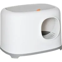 PawHut Katzentoilette mit Haube für Katzen bis 5 kg Katzenklo mit Deckel Kunststoff Weiß, 55L x 40B x 39H cm