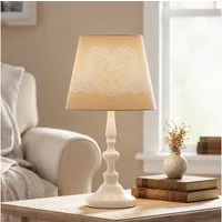 Levandeo® Nachttischlampe, Tischlampe Weiß 38cm hoch Shabby Metall Creme Beige Nachtlicht