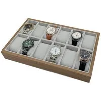 mixed24 Uhrenbox Holz Uhrenaufbewahrung für 12 Uhren (2x6) Uhrenkiste Uhrendisplay
