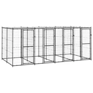 VidaXL Outdoor-Hundezwinger Stahl mit Dach schwarz 4,4 m, 2,2 m, 1,8 m