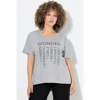 Ulla Popken T-Shirt Shirt Ziersteine Oversized Rundhals Halbarm