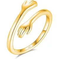 Lisandra Scott Silberring Umarmungsring in 925 Silber und Gold I Ring Liebesbotschaft Geschenk, Symbol für Zuneigung – Silberring mit kunstvollem Umarmungsdesign