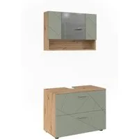 Vicco Badmöbel-Set Irma, Salbeigrün, 2 Teile, (2-St., 2er Set)