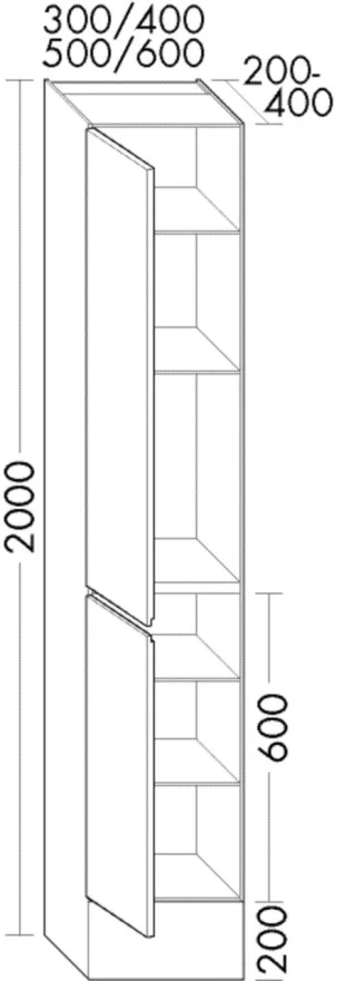 Burgbad Hochschrank rc40 2000x500x200 Nussbaum Cognac, HSMB050RF4609 HSMB050RF4609