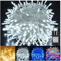 SERBASIC Lichterkette 20-100M LED-Lichterkette mit Stecker, Timer, 8 Modi, 31V DC, für Innen Außen, Garten, Hochzeit, Party, Weihnachtsbaum