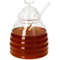 MamboCat Vorratsglas 3tlg Set Honig 400ml Bienchen-Deckel Honiglöffel Glasbehälter, Glas