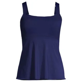 Ausgestelltes Tankinitop mit U-Ausschnitt in Lang-Größe, Damen,  Blau, Elasthan/Polyester-Mischung/Nylon-Mischung, by Lands' End