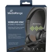 Mediarange kabelloses ENC Stereo-Headset mit Mikrofon-Arm schwarz MROS307 Headset