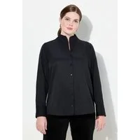 Ulla Popken Longbluse Bluse Oxford-Gewebe Kelchkragen Langarm