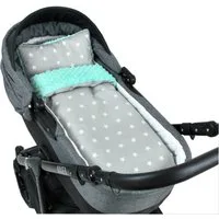 Kinderdecke BABYLUX Babydecke MINKY 2Set Kuscheldecke Decke 75 x 60cm Kinderwagen, BabyLux, MP91 - Minze + Sterne Grau