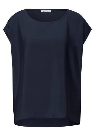 Street One - Dropped Shoulder Blusenshirt mit Rundhals deep blue - Gr. - 36