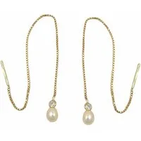 Schmuck Krone Paar Ohrhänger Durchzieher, 93mm Kettchen, 9Kt GOLD, Gold 375