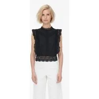 ONLY Spitzenshirt ONLKARO – Spitzentop mit Stehkragen für elegante Looks regular fit, feminin, Web, Materialmix, hochgeschlossen