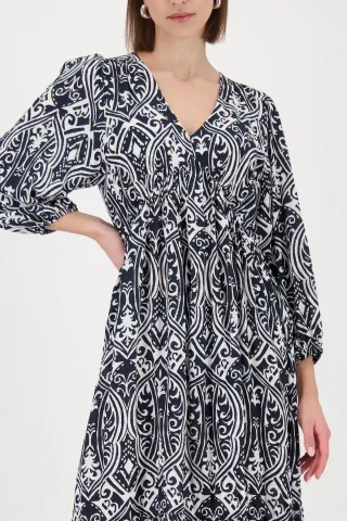 monari - Kleid mit Ornament-Muster schwarz gemustert - Gr. - 38