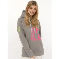 Zwillingsherz Hoodie "Alissa" Langarm, Kapuze, Neon-Details, Kordelzug, Frontprint, Kängurutasche