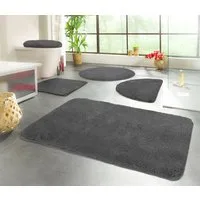 KiNZLER Badematte Chaozhou, Badvorleger, Badezimmer Teppich, Höhe 20 mm, rutschhemmend beschichtet, fußbodenheizungsgeeignet, Polyester, WC-Vorleger mit Ausschnitt, Badteppich, Uni Farben, weich, als rechteckig, rund & Set erhältlich