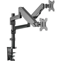 RICOO Monitor-Halterung Monitor Tischhalterung mit Gasdruckfeder für 2 Bildschirme TS9611, (bis 32 Zoll, VESA 75x75 und 100x100, 1-tlg., min. 1 Kg - max. 8 Kg, von 43-81 cm (17"-32) Bildschirm-Diagonale, neigbar +/-35°, schwenkbar +/-90° Dual Monitor