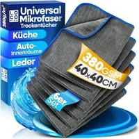 Loco Bird Microfasertücher in 380GSM - Auto & Haushalt fusselfreier Putztuch Bad Mikrofasertuch (40x40 cm, 6-tlg., Putztücher für Küche grau, Reinigungstücher - Putzlappen, Streifenfreie und fusselfreie Reinigung sowie Politur von Oberflächen)
