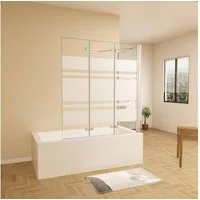 Duschparadies Badewannenaufsatz Chrom 3 teilig Faltwand Duschwand für Badewanne mit Seitenwand, 6mm ESG klares Sicherheitsglas, mit Antikalk-Versiegelung, Breite 130cm, Breite 140cm