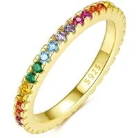 Lisandra Scott Silberring Eternity Ring 925 Silber »Bunte Zirkonia Steine« Regenbogen Rainbow, Ein Ring voller Farbe & Gefühl - funkelnd, bunt, bedeutungsvoll