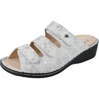 Finn Comfort FINN COMFORT Pisa Damen Pantolette hellgrau gemustert Glattleder - Pantolette Wechselfußbett