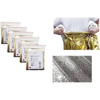 Lauroo Erste-Hilfe-Set Notfall Rettungsdecke – 160x210 Gold/Silber Wärmefolie Sonnenschutz, (160x210 cm Gold/Silber, 5 St), Wiederverwendbar & reißfest Wasser- & winddicht