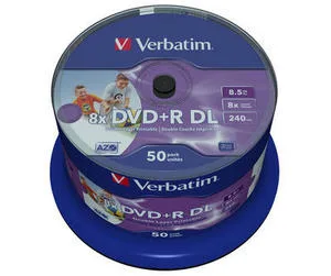 Verbatim 50 x DVD+R DL | 43703 | 8.5 GB 8x - mit Tintenstrahldrucker