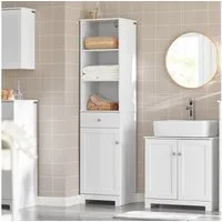 SoBuy Hochschrank BZR17, Badkommode Beistellschrank Badschrank schmal Badezimmerschrank Hochschrank, 3 offenen Fächern, verstellbare Ablagen