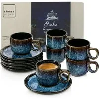 SÄNGER Espressotasse Osaka 12 tlg., 12-tlg., Steingut, Schwarz-Blau, Handmade, Erweiterbar, VALUE COLLECTION