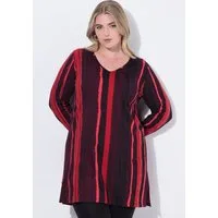 Ulla Popken Longshirt Longshirt Batikdruck A-Linie V-Ausschnitt Langarm