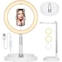 MORRENT Ringlicht 10 Zoll Ringlicht mit faltbarem Stativ und verstellbar -weiß