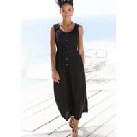 LASCANA Maxikleid mit breiten Trägern aus Webware mit Leinenanteil Elegantes Sommerkleid, Leinenkleid, Trägerkleid