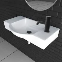 Alpenberger Waschbecken Waschplätze Klein Gäste WC - Keramik Handwaschbecken 55 cm Breit (Waschtisch, 1-St., Keramik Hängewaschbecken), OHNE Armatur, Ablaufventil oder Siphon