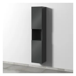 Sanipa 3way Hochschrank mit 2 Türen und 1 offenem Fach, Anthrazit-Glanz SF11479