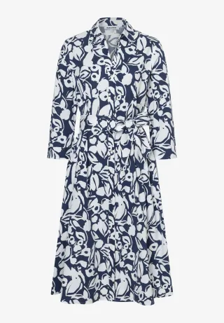MORE & MORE - Hemdblusenkleid mit Print blau - Gr. - 46
