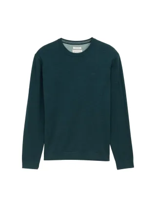 Tom Tailor - Basic Strickpullover aus Baumwolle sapphire green melange - Gr. - S