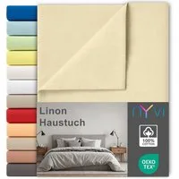 NYVI Betttuch Linon Deluxe Bettlaken ohne Gummizug aus 100% atmungsaktiver Baumwolle, Baumwolle, (1 Stück), Betttuch auch als Sommerdecke nutzbar, OEKO-TEX 100, Bei 60°C waschbar