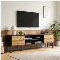 Merax Lowboard Fernsehschrank TV-Lowboard Fernsehtisch (für Fernseher bis 70 Zoll, 1 St), TV-Schrank mit 2 Schränken & Offenem Stauraum, 175x39.5x53cm