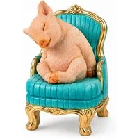 Werner Voß Dekofigur Dekofigur Schwein auf Sessel – humorvolle Tierfigur aus Polyresin 22cm (1 St)