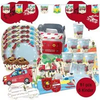 dh konzept Papierdekoration Feuerwehr XXL Party Deko Set für Kindergeburtstage